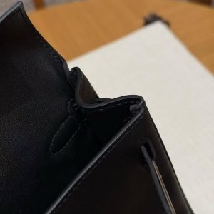 Hermes Kelly Jump Backpack Handmade In Swift Calfskin Leather Silver Hardware 89 Noir - Image 7