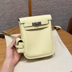 Hermes Kelly Jump Backpack Handmade In Swift Calfskin Leather Silver Hardware I8 Jaune Milton