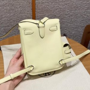 Hermes Kelly Jump Backpack Handmade In Swift Calfskin Leather Silver Hardware I8 Jaune Milton - Image 2