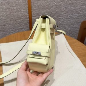 Hermes Kelly Jump Backpack Handmade In Swift Calfskin Leather Silver Hardware I8 Jaune Milton - Image 15