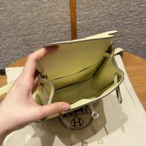 Hermes Kelly Jump Backpack Handmade In Swift Calfskin Leather Silver Hardware I8 Jaune Milton - Image 13