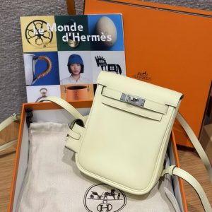 Hermes Kelly Jump Backpack Handmade In Swift Calfskin Leather Silver Hardware I8 Jaune Milton - Image 11