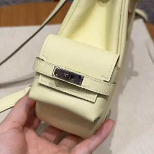 Hermes Kelly Jump Backpack Handmade In Swift Calfskin Leather Silver Hardware I8 Jaune Milton - Image 10
