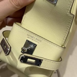Hermes Kelly Jump Backpack Handmade In Swift Calfskin Leather Silver Hardware I8 Jaune Milton - Image 8