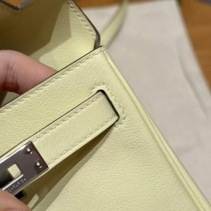 Hermes Kelly Jump Backpack Handmade In Swift Calfskin Leather Silver Hardware I8 Jaune Milton - Image 6