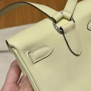 Hermes Kelly Jump Backpack Handmade In Swift Calfskin Leather Silver Hardware I8 Jaune Milton - Image 5