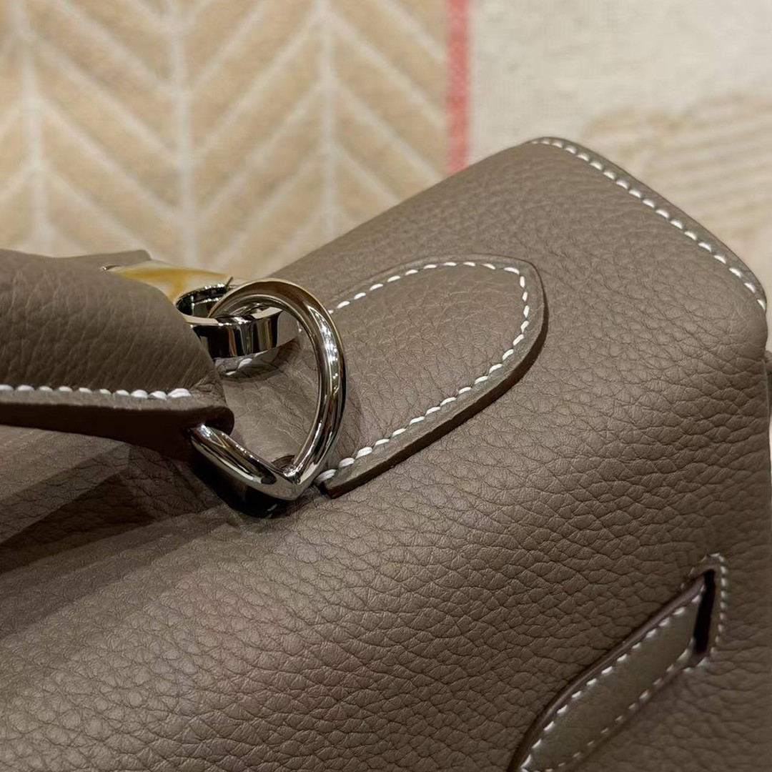 Hermes Kelly Maxi 42 Bag Handmade In Togo Calfskin Leather Silver Hardware 18 Etoupe - Image 4