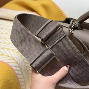 Hermes Kelly Maxi 42 Bag Handmade In Togo Calfskin Leather Silver Hardware 18 Etoupe - Image 3
