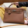 Hermes Kelly Maxi 42 Bag Handmade In Togo Calfskin Leather Silver Hardware 37 Gold