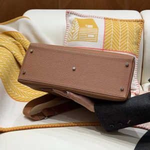 Hermes Kelly Maxi 42 Bag Handmade In Togo Calfskin Leather Silver Hardware 37 Gold - Image 27