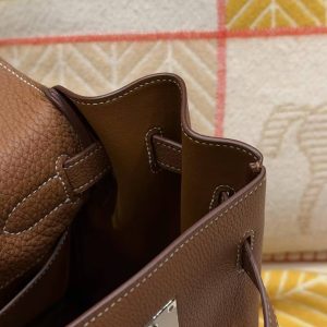 Hermes Kelly Maxi 42 Bag Handmade In Togo Calfskin Leather Silver Hardware 37 Gold - Image 17