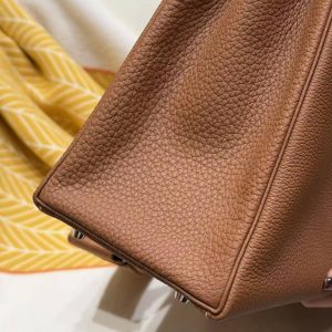 Hermes Kelly Maxi 42 Bag Handmade In Togo Calfskin Leather Silver Hardware 37 Gold - Image 14
