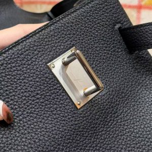 Hermes Kelly Maxi 42 Bag Handmade In Togo Calfskin Leather Silver Hardware 89 Noir - Image 16