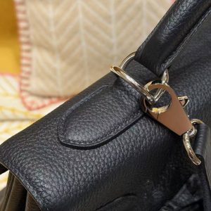 Hermes Kelly Maxi 42 Bag Handmade In Togo Calfskin Leather Silver Hardware 89 Noir - Image 15