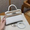 Hermes Kelly Mini 2 19 CM Bag Handmade In Epsom Calfskin Leather Silver Hardware 01 Blanc