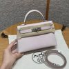 Hermes Kelly Mini 2 19 CM Bag Handmade In Epsom Calfskin Leather Silver Hardware 09 Mauve Pale