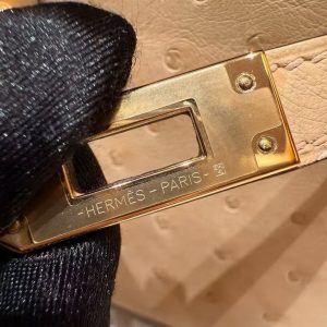 Hermes Kelly Mini 2 19 CM Bag Handmade In KK Ostrich Leather from South Africa Gold Hardware 0M Chai - Image 10