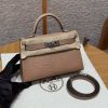 Hermes Kelly Mini 2 19 CM Bag Handmade In Lizard Leather from South Africa Silver Hardware 0M Chai