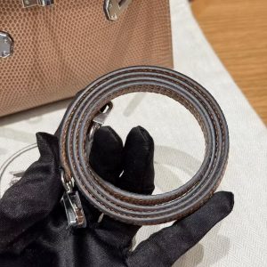 Hermes Kelly Mini 2 19 CM Bag Handmade In Lizard Leather from South Africa Silver Hardware 0M Chai - Image 3