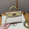 Hermes Kelly Mini 2 19 CM Bag Handmade In Epsom Calfskin Leather Gold Hardware 10 Craie 9R Lime