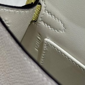 Hermes Kelly Mini 2 19 CM Bag Handmade In Epsom Calfskin Leather Gold Hardware 10 Craie 9R Lime - Image 17