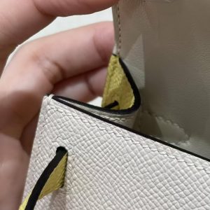 Hermes Kelly Mini 2 19 CM Bag Handmade In Epsom Calfskin Leather Gold Hardware 10 Craie 9R Lime - Image 16