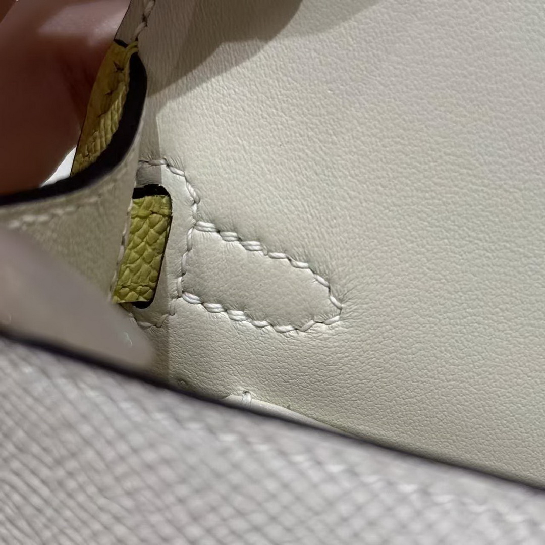 Hermes Kelly Mini 2 19 CM Bag Handmade In Epsom Calfskin Leather Gold Hardware 10 Craie 9R Lime - Image 15