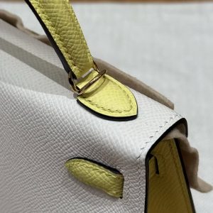 Hermes Kelly Mini 2 19 CM Bag Handmade In Epsom Calfskin Leather Gold Hardware 10 Craie 9R Lime - Image 13