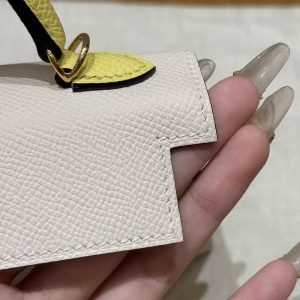 Hermes Kelly Mini 2 19 CM Bag Handmade In Epsom Calfskin Leather Gold Hardware 10 Craie 9R Lime - Image 10