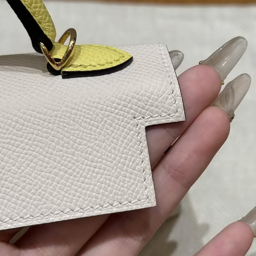 Hermes Kelly Mini 2 19 CM Bag Handmade In Epsom Calfskin Leather Gold Hardware 10 Craie 9R Lime - Image 10