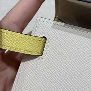 Hermes Kelly Mini 2 19 CM Bag Handmade In Epsom Calfskin Leather Gold Hardware 10 Craie 9R Lime - Image 9