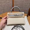 Hermes Kelly Mini 2 19 CM Bag Handmade In Epsom Calfskin Leather Silver Hardware 10 Craie J7 Blue Lin