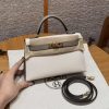 Hermes Kelly Mini 2 19 CM Bag Handmade In Epsom Calfskin Leather Gold Hardware 10 Craie M8 Gris Asphaite