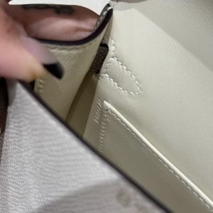 Hermes Kelly Mini 2 19 CM Bag Handmade In Epsom Calfskin Leather Gold Hardware 10 Craie M8 Gris Asphaite - Image 14