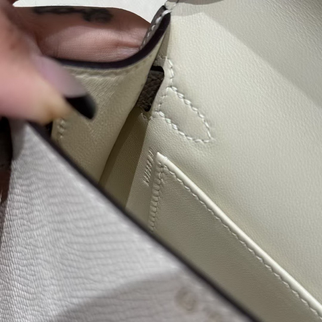 Hermes Kelly Mini 2 19 CM Bag Handmade In Epsom Calfskin Leather Gold Hardware 10 Craie M8 Gris Asphaite - Image 14