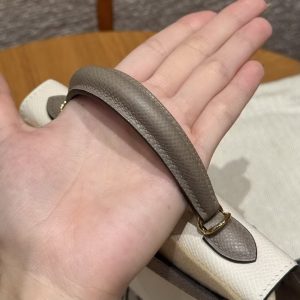 Hermes Kelly Mini 2 19 CM Bag Handmade In Epsom Calfskin Leather Gold Hardware 10 Craie M8 Gris Asphaite - Image 6