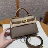 Hermes Kelly Mini 2 19 CM Bag Handmade In Epsom Calfskin Leather Gold Hardware 18 Etoupe 3G Alezan 4B Biscuit