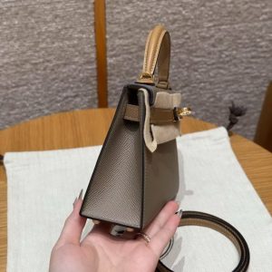 Hermes Kelly Mini 2 19 CM Bag Handmade In Epsom Calfskin Leather Gold Hardware 18 Etoupe 3G Alezan 4B Biscuit - Image 30