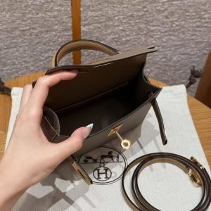 Hermes Kelly Mini 2 19 CM Bag Handmade In Epsom Calfskin Leather Gold Hardware 18 Etoupe 3G Alezan 4B Biscuit - Image 27