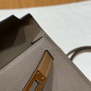 Hermes Kelly Mini 2 19 CM Bag Handmade In Epsom Calfskin Leather Gold Hardware 18 Etoupe 3G Alezan 4B Biscuit - Image 16