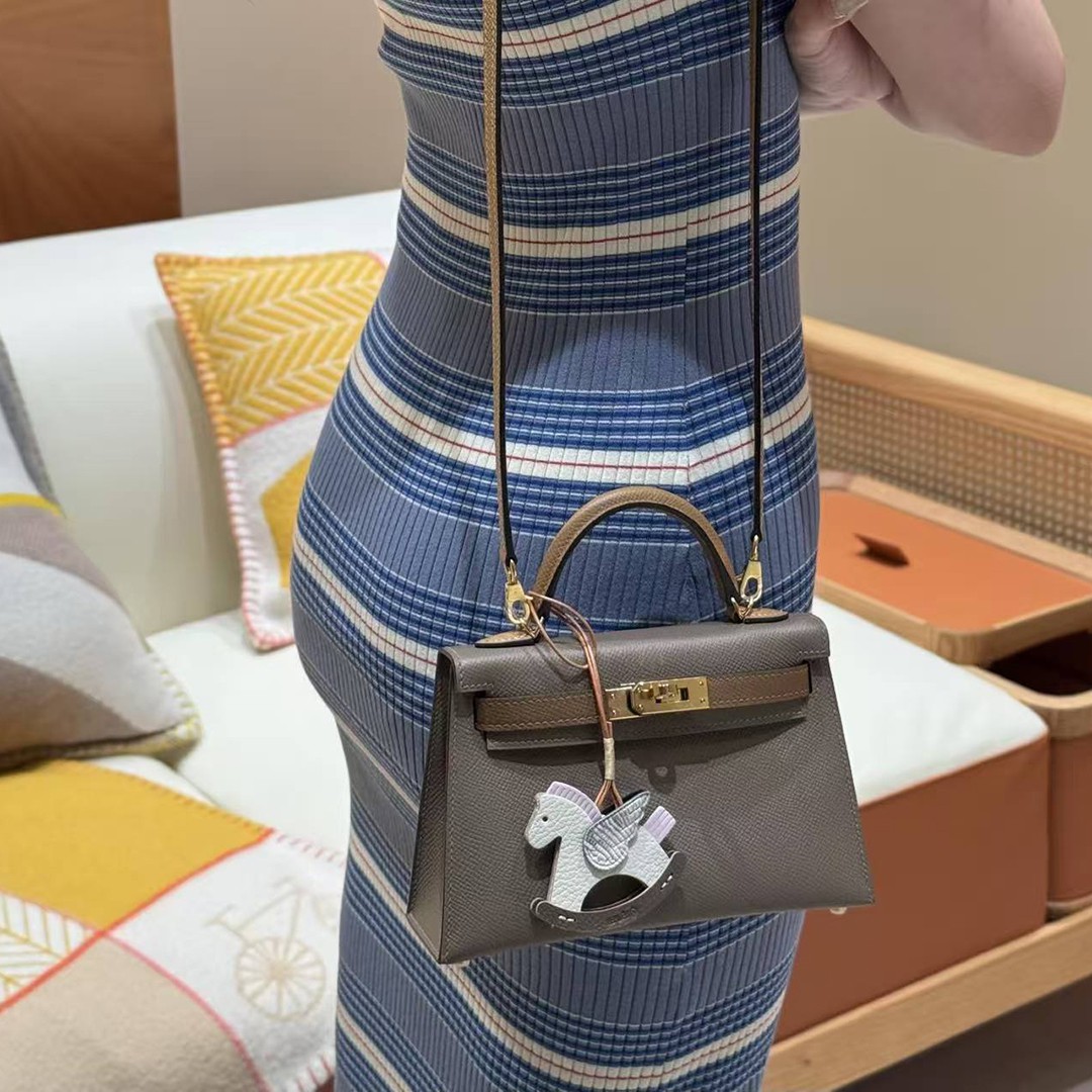 Hermes Kelly Mini 2 19 CM Bag Handmade In Epsom Calfskin Leather Gold Hardware 18 Etoupe 3G Alezan 4B Biscuit - Image 4