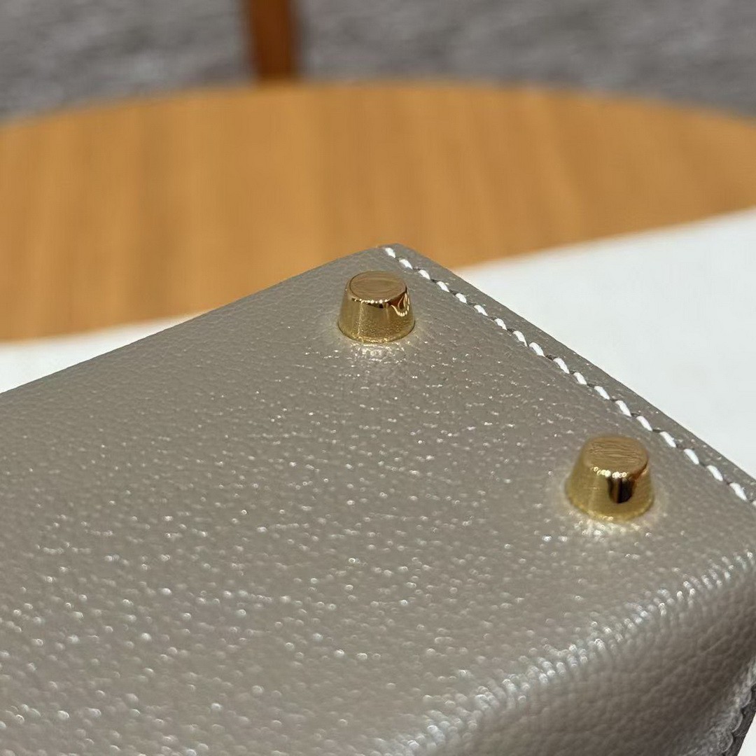 Hermes Kelly Mini 2 19 CM Bag Handmade In Chèvre Calfskin Leather Gold Hardware 18 Etoupe - Image 4