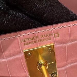 Hermes Kelly Mini 2 19 CM Bag Handmade In Bright American Alligator Leather Gold Hardware 1Q Rose Confetti - Image 12