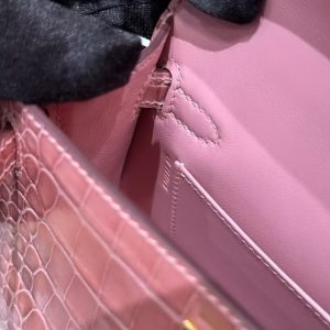 Hermes Kelly Mini 2 19 CM Bag Handmade In Bright American Alligator Leather Gold Hardware 1Q Rose Confetti - Image 4
