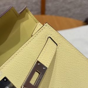 Hermes Kelly Mini 2 19 CM Bag Handmade In Epsom Calfskin Leather Silver Hardware 1Z Jaune Poussin - Image 8