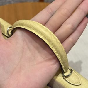 Hermes Kelly Mini 2 19 CM Bag Handmade In Epsom Calfskin Leather Silver Hardware 1Z Jaune Poussin - Image 5