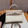 Hermes Kelly Mini 2 19 CM Bag Handmade In Matte Alligator Leather from Mississippi Sliver Hardware 3C Parchemin