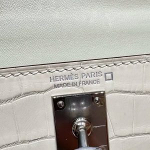 Hermes Kelly Mini 2 19 CM Bag Handmade In Matte Alligator Leather from Mississippi Sliver Hardware 3C Parchemin - Image 14