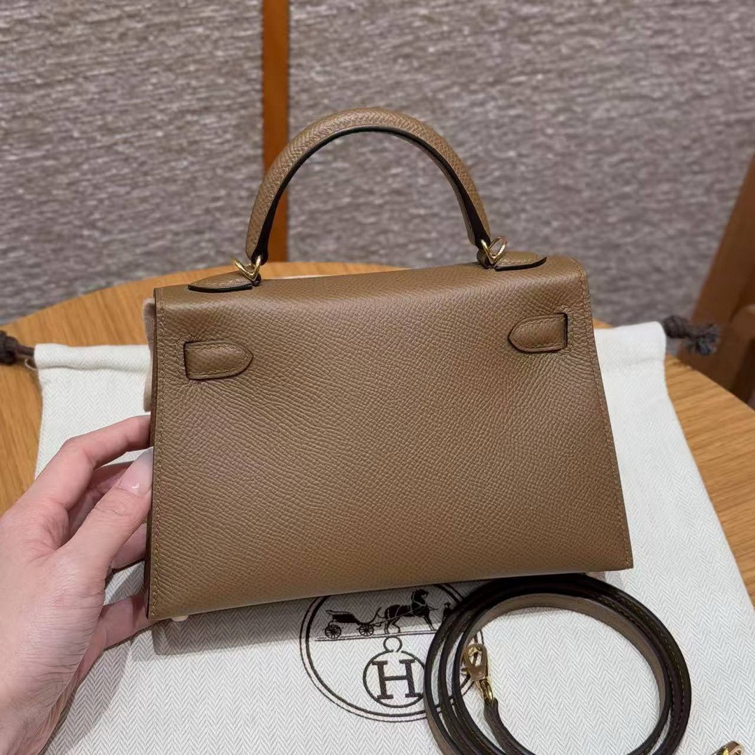 Hermes Kelly Mini 2 19 CM Bag Handmade In Epsom Calfskin Leather Gold Hardware 3G Alezan - Image 2