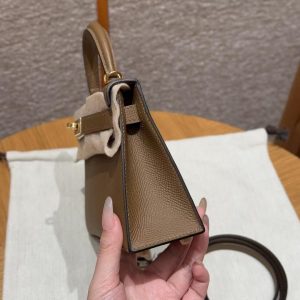 Hermes Kelly Mini 2 19 CM Bag Handmade In Epsom Calfskin Leather Gold Hardware 3G Alezan - Image 18